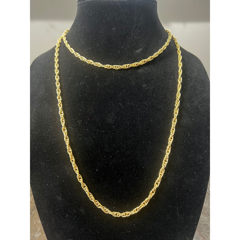 Vtg Givenchy Gold Tone Long Rope Chain Necklace 4G Logo Clasp Designer Runway - Picture 2 of 5